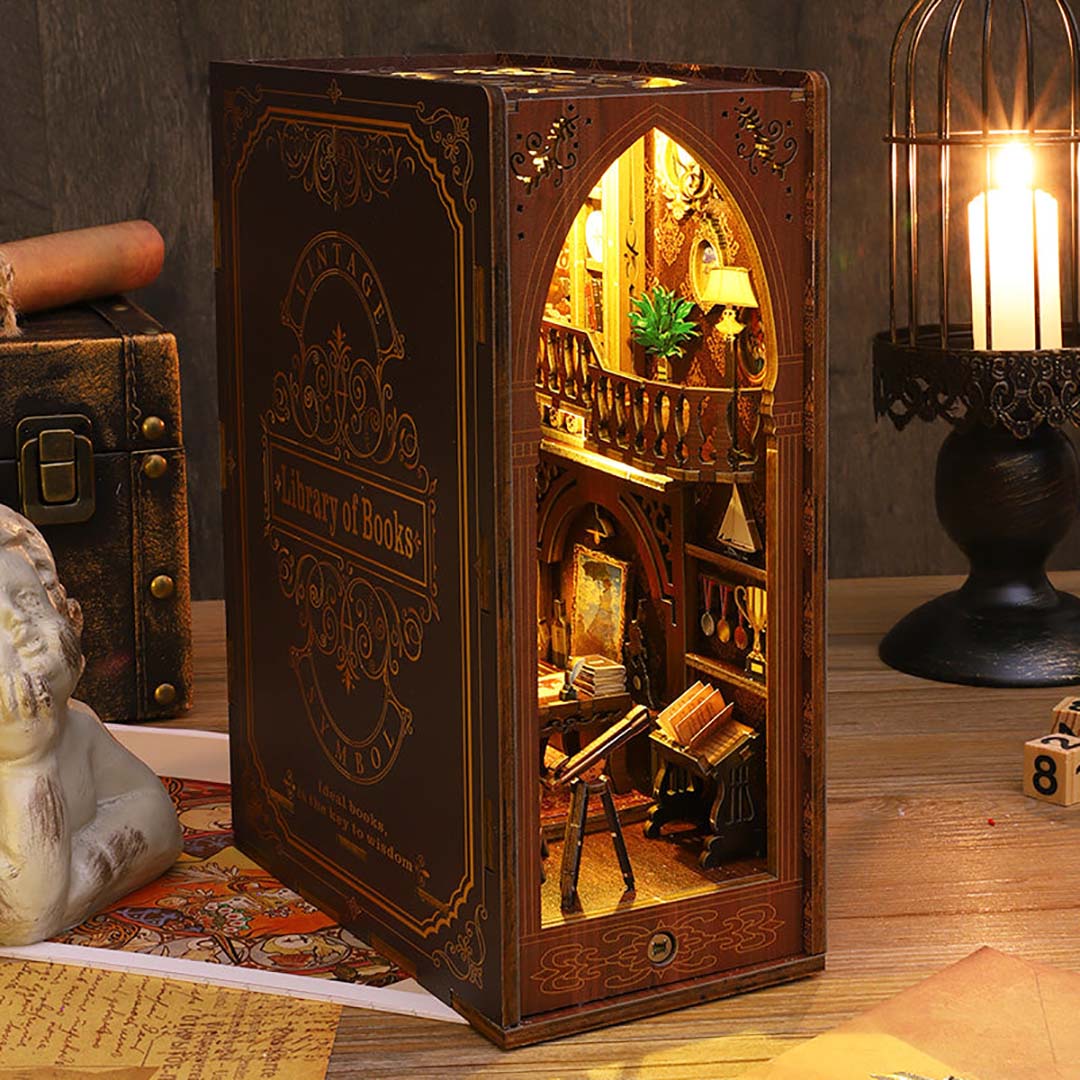 Library Of Books Wooden Puzzle Book Nook Bookshelf
